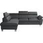 - Canapé d'angle convertible en cuir italien de luxe 5 places LUTECIA avec coffre, gris foncé, angle gauche - Canapé d'angle convertible en cuir italien de luxe 5 places LUTECIA avec coffre, gris foncé, angle gauche