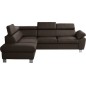 - Canapé d'angle convertible en cuir italien de luxe 5 places LUTECIA avec coffre, chocolat, angle gauche - Canapé d'angle convertible en cuir italien de luxe 5 places LUTECIA avec coffre, chocolat, angle gauche