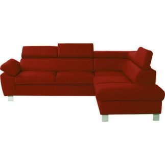 Canapé d'angle convertible en cuir italien de luxe 5 places LUTECIA avec coffre, rouge foncé, angle droit