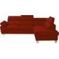 Canapé d'angle convertible en cuir italien de luxe 5 places LUTECIA avec coffre, rouge foncé, angle droit