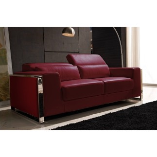 Canapé 3 places en cuir italien buffle LUXY, couleur bordeaux