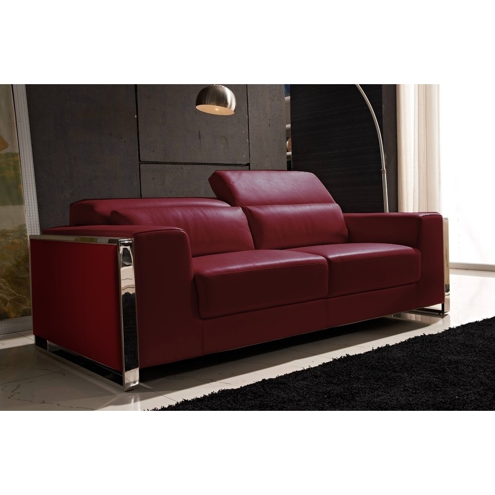 Canapé 3 places en cuir italien buffle LUXY, couleur bordeaux Canapé 3 places en cuir italien buffle LUXY, couleur bordeaux
