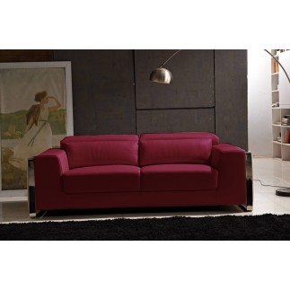 Canapé 3 places en cuir italien buffle LUXY, couleur bordeaux