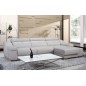 Canapé d'angle double relax en cuir EPAIS de buffle italien de luxe 5 places BiRELAX, gris foncé, angle droit. Canapé d'angle double relax en cuir EPAIS de buffle italien de luxe 5 places BiRELAX, gris foncé, angle droit.
