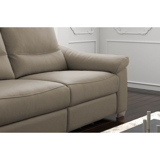 Canapé 2 places en 100% tout cuir épais italien vachette HAMBOURG, couleur taupe