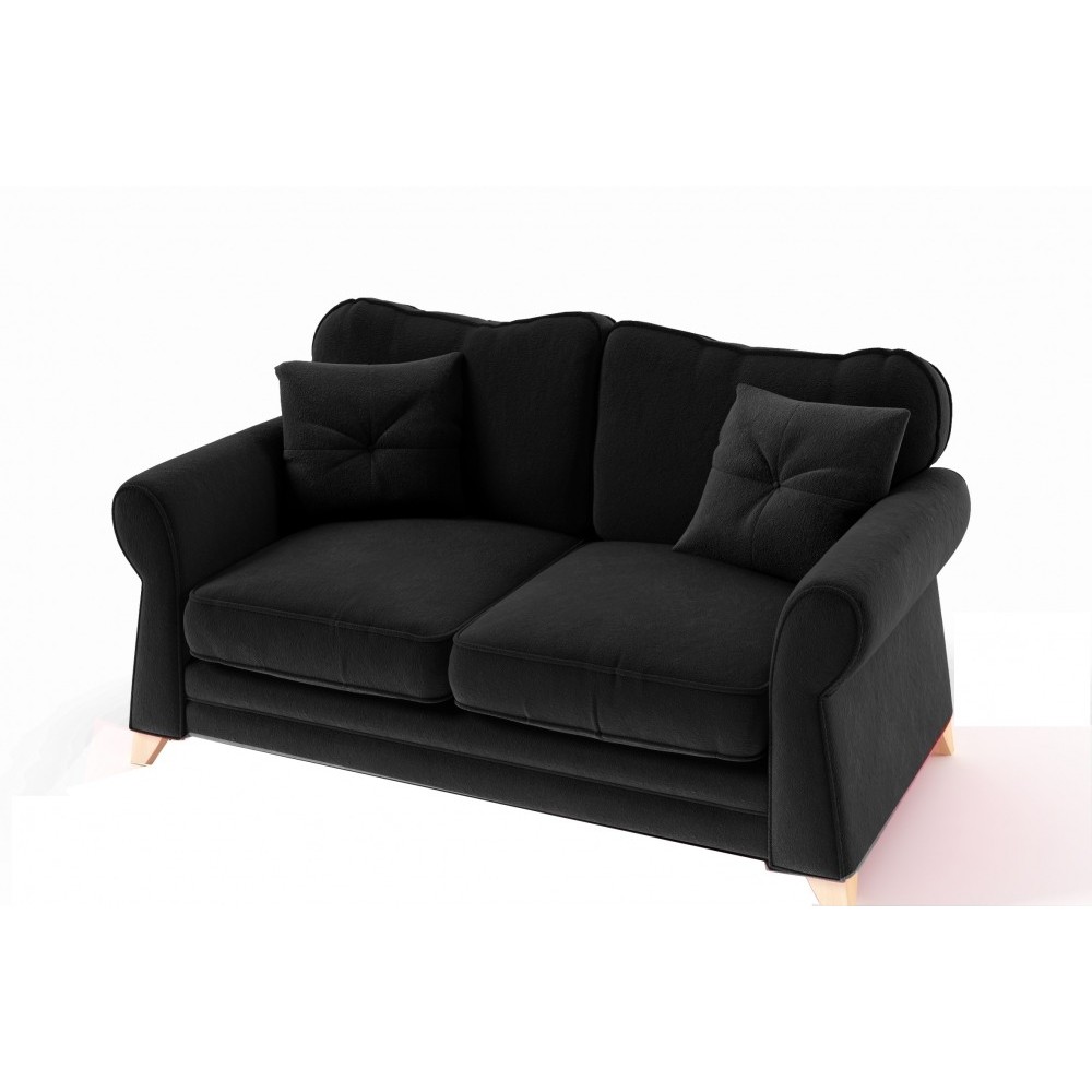 Canapé 2 places en tissu de qualité TOMY, noir Canapé 2 places en tissu de qualité TOMY, noir