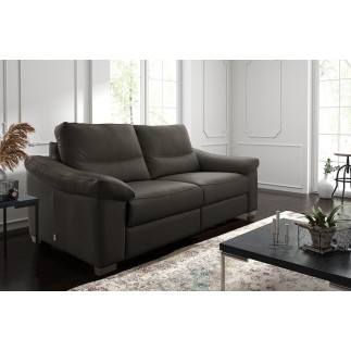 Canapé 2 places en 100% tout cuir épais italien vachette HAMBOURG, couleur anthracite