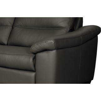 Canapé 2 places en 100% tout cuir épais italien vachette HAMBOURG, couleur anthracite