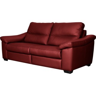 Canapé 2 places en 100% tout cuir épais italien vachette HAMBOURG, couleur rouge foncé