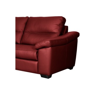 Canapé 2 places en 100% tout cuir épais italien vachette HAMBOURG, couleur rouge foncé