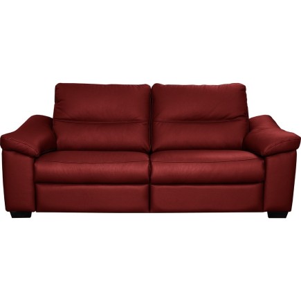 Canapé 3 places en 100% tout cuir épais italien vachette HAMBOURG, couleur rouge foncé
