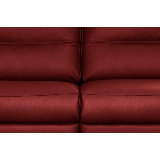 Canapé 3 places en 100% tout cuir épais italien vachette HAMBOURG, couleur rouge foncé