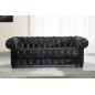 Canapé CHESTERFIELD SELECT 3 places cuir supérieur luxe. Noir - Vénésetti Canapé CHESTERFIELD SELECT 3 places cuir supérieur luxe. Noir - Vénésetti
