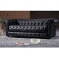 Canapé CHESTERFIELD SELECT 3 places cuir supérieur luxe. Noir - Vénésetti Canapé CHESTERFIELD SELECT 3 places cuir supérieur luxe. Noir - Vénésetti