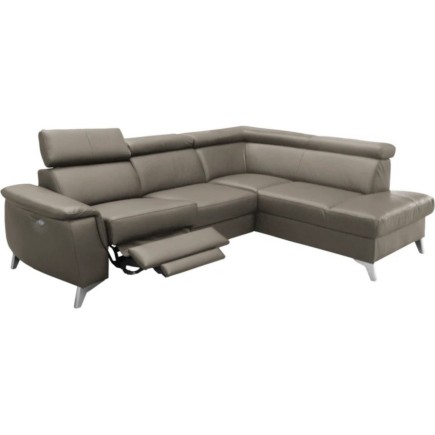 2eme paiemlent de la commande: canapé d'angle en cuir italien de luxe 5/6 places avec relax électrique et coffre, LINCOLN, taupe