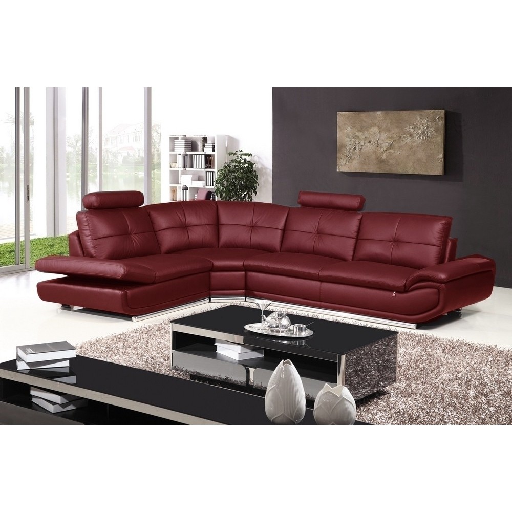 Canapé d'angle en cuir buffle italien de luxe 6/7 places BELLALIGNA, couleur bordeaux, angle gauche Canapé d'angle en cuir buffle italien de luxe 6/7 places BELLALIGNA, couleur bordeaux, angle gauche
