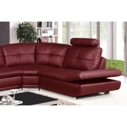 Canapé d'angle en cuir buffle italien de luxe 6/7 places BELLALIGNA, couleur bordeaux, angle droit, angle gauche