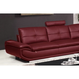 Canapé d'angle en cuir buffle italien de luxe 6/7 places BELLALIGNA, couleur bordeaux, angle droit
