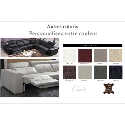 1er paiement de la commande: Canapé d'angle double relax électrique cuir de buffle italien de luxe 7/8 places bestrelax,, angle