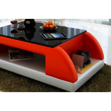 Table basse design VALINA, rouge et blanc
