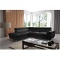 2EME paiement de la commande: canapé d'angle en cuir italien de luxe 5 places lutece noir, angle gauche, 6x sans frais, total de