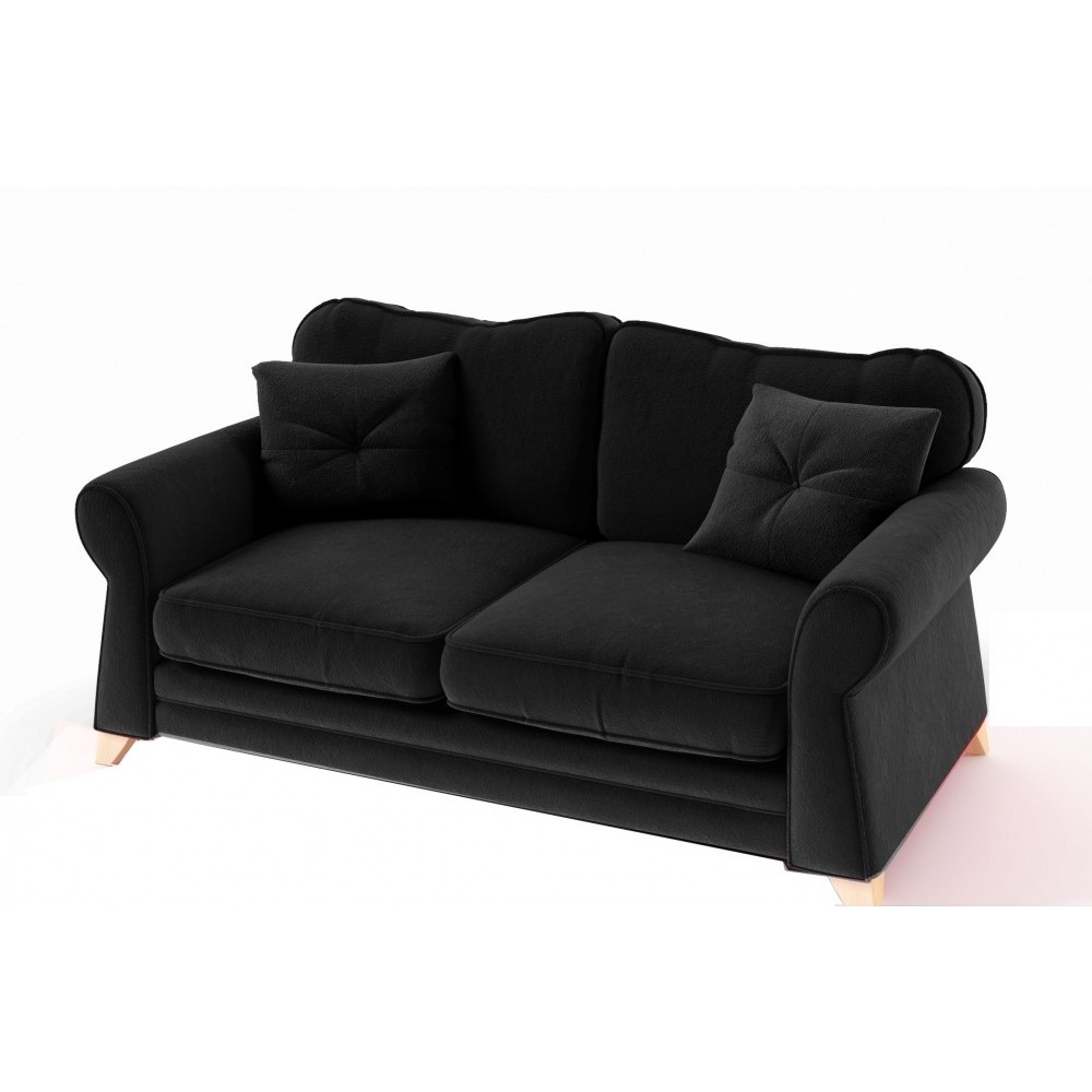 Canapé 3 places en tissu de qualité TOMY, noir Canapé 3 places en tissu de qualité TOMY, noir