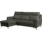 - Canapé d'angle convertible en cuir italien de luxe 5/6 places GIANNI avec coffre, gris foncé, angle gauche - Canapé d'angle convertible en cuir italien de luxe 5/6 places GIANNI avec coffre, gris foncé, angle gauche
