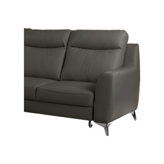 - Canapé d'angle convertible en cuir italien de luxe 5/6 places GIANNI avec coffre, gris foncé, angle gauche