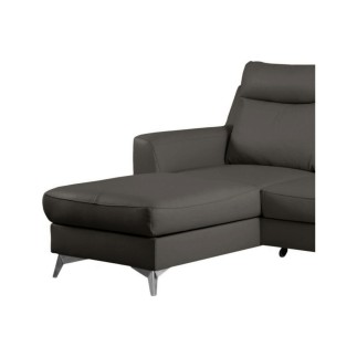 - Canapé d'angle convertible en cuir italien de luxe 5/6 places GIANNI avec coffre, gris foncé, angle gauche