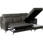 Canapé d'angle convertible en cuir italien de luxe 5/6 places GIANNI avec coffre, gris foncé, angle droit Canapé d'angle convertible en cuir italien de luxe 5/6 places GIANNI avec coffre, gris foncé, angle droit
