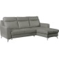 Canapé d'angle convertible en cuir italien de luxe 5/6 places GIANNI avec coffre, gris clair, angle droit Canapé d'angle convertible en cuir italien de luxe 5/6 places GIANNI avec coffre, gris clair, angle droit