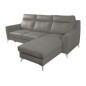 Canapé d'angle convertible en cuir italien de luxe 5/6 places GIANNI avec coffre, gris clair, angle droit Canapé d'angle convertible en cuir italien de luxe 5/6 places GIANNI avec coffre, gris clair, angle droit