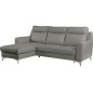 Canapé d'angle convertible en cuir italien de luxe 5/6 places GIANNI avec coffre, gris clair, angle gauche Canapé d'angle convertible en cuir italien de luxe 5/6 places GIANNI avec coffre, gris clair, angle gauche