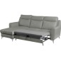 Canapé d'angle convertible en cuir italien de luxe 5/6 places GIANNI avec coffre, gris clair, angle gauche Canapé d'angle convertible en cuir italien de luxe 5/6 places GIANNI avec coffre, gris clair, angle gauche
