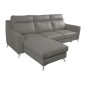 Canapé d'angle convertible en cuir italien de luxe 5/6 places GIANNI avec coffre, gris clair, angle gauche Canapé d'angle convertible en cuir italien de luxe 5/6 places GIANNI avec coffre, gris clair, angle gauche