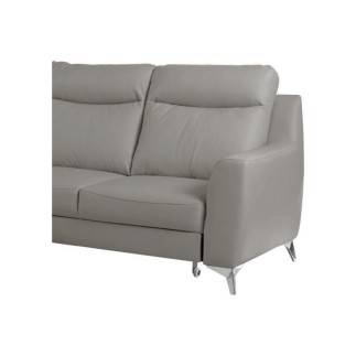 Canapé d'angle convertible en cuir italien de luxe 5/6 places GIANNI avec coffre, gris clair, angle gauche