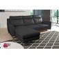 Canapé d'angle convertible en cuir italien de luxe 5/6 places GIANNI avec coffre, noir, angle gauche