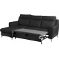 Canapé d'angle convertible en cuir italien de luxe 5/6 places GIANNI avec coffre, noir, angle gauche