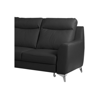 Canapé d'angle convertible en cuir italien de luxe 5/6 places GIANNI avec coffre, noir, angle gauche