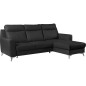 Canapé d'angle convertible en cuir italien de luxe 5/6 places GIANNI avec coffre, noir, angle droit Canapé d'angle convertible en cuir italien de luxe 5/6 places GIANNI avec coffre, noir, angle droit
