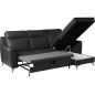 Canapé d'angle convertible en cuir italien de luxe 5/6 places GIANNI avec coffre, noir, angle droit Canapé d'angle convertible en cuir italien de luxe 5/6 places GIANNI avec coffre, noir, angle droit