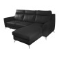 Canapé d'angle convertible en cuir italien de luxe 5/6 places GIANNI avec coffre, noir, angle droit Canapé d'angle convertible en cuir italien de luxe 5/6 places GIANNI avec coffre, noir, angle droit
