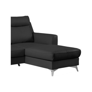 Canapé d'angle convertible en cuir italien de luxe 5/6 places GIANNI avec coffre, noir, angle droit