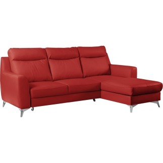 Canapé d'angle convertible en cuir italien de luxe 5/6 places GIANNI avec coffre, rouge foncé, angle droit