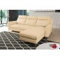 Canapé d'angle convertible en cuir italien de luxe 5/6 places GIANNI avec coffre, beige, angle droit Canapé d'angle convertible en cuir italien de luxe 5/6 places GIANNI avec coffre, beige, angle droit