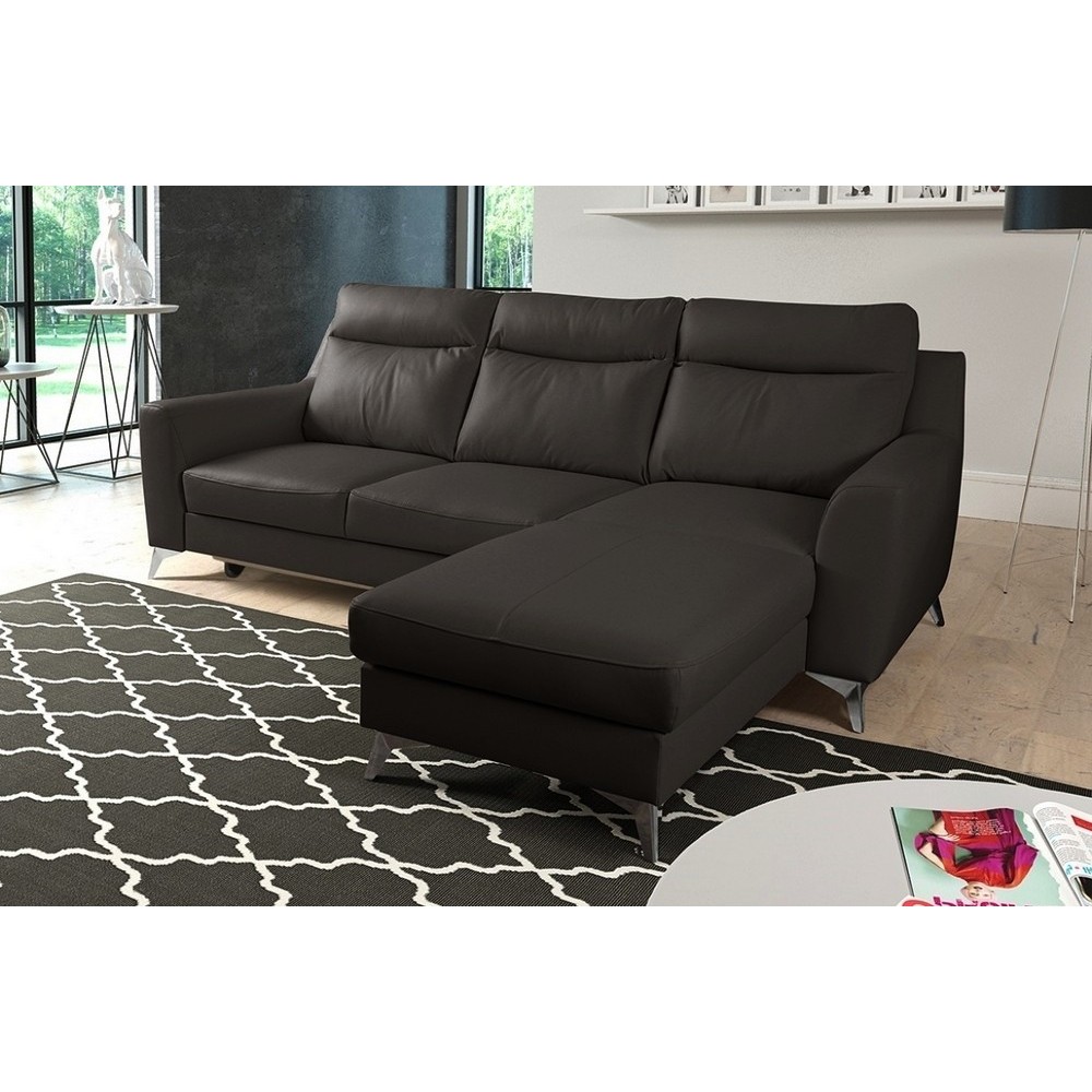 Canapé d'angle convertible en cuir italien de luxe 5/6 places GIANNI avec coffre, chocolat, angle droit Canapé d'angle convertible en cuir italien de luxe 5/6 places GIANNI avec coffre, chocolat, angle droit