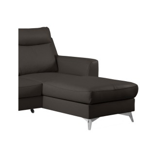 Canapé d'angle convertible en cuir italien de luxe 5/6 places GIANNI avec coffre, chocolat, angle droit