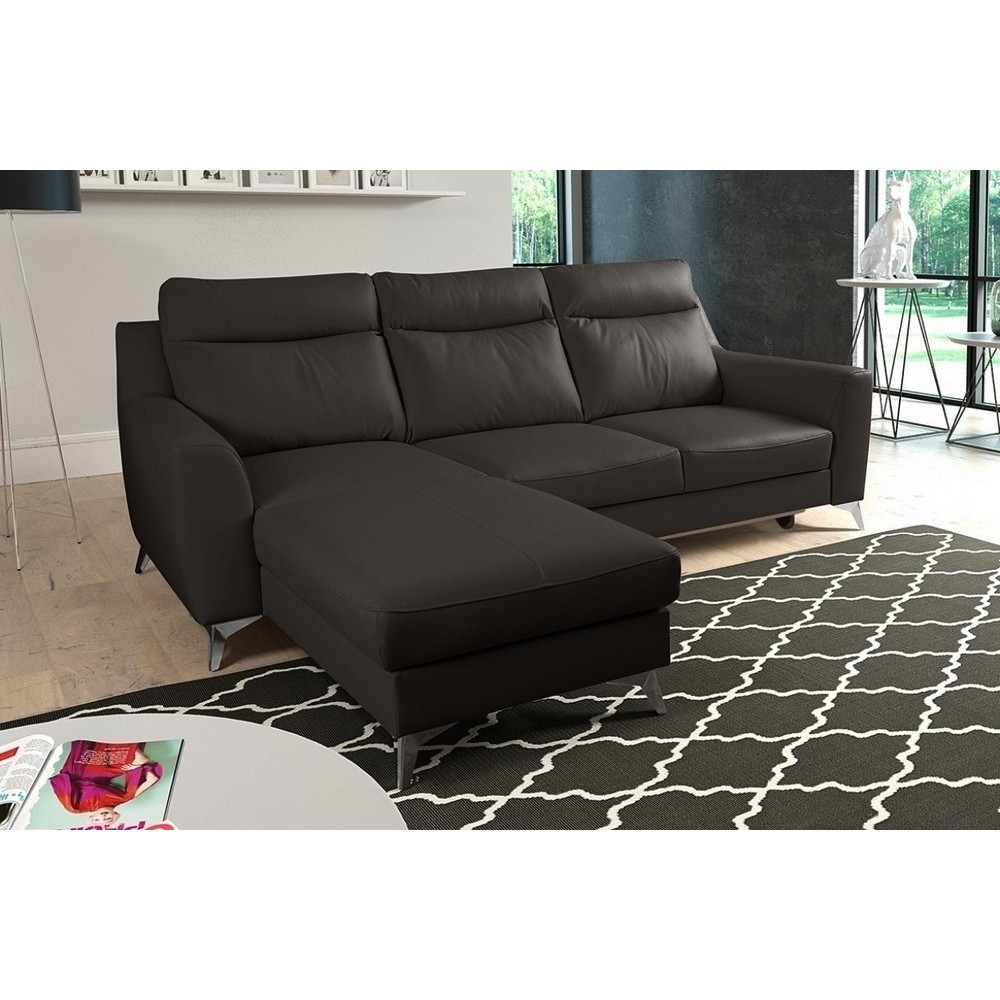 - Canapé d'angle convertible en cuir italien de luxe 5/6 places GIANNI avec coffre, chocolat, angle gauche - Canapé d'angle convertible en cuir italien de luxe 5/6 places GIANNI avec coffre, chocolat, angle gauche