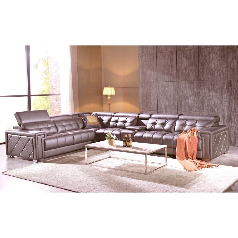 2EME paiement de la commande: Canapé d'angle en cuir de buffle italien de luxe 6/7 places, prestigia, couleur moka, angle gauche