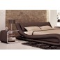 Lit en cuir italien de luxe DREAM, chocolat, 140x190, avec sommier à lattes, Ecru Lit en cuir italien de luxe DREAM, chocolat, 140x190, avec sommier à lattes, Ecru